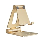 NULAXY Verstellbar Handy Ständer Tisch, Faltbarer Handy Halterung Einstellbar Handyhalter für Schreibtisch Kompatibel mit iPhone 16 15 14 13 12 11 Pro Xs Xr X 8, Huawei, Galaxy, alle Smartphones-Gold