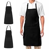 HSMHLYYB 2 Stück Küchenschürze Für Damen Und Herren, Kochschürze Männer, Schürze Schwarz Mit 2 Taschen, Schürze Herren, Grillschürze, Für Küche Kochen Backen Garten Bbq Malen Hausarbeit