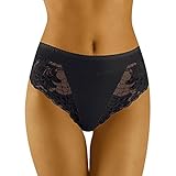 Wolbar Damen Slips Spitze Hoher Bund Unterhose WB408, Schwarz,XXL