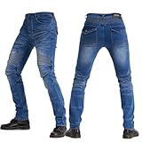 HOMDECR Männer/Damen Slim Fit Motorrad Jeans Mit Protektoren Knie Und Hüftprotektoren Stretch Slim Fit Denim Motorradhose Cargo Motorradjeans Schutzhose Biker Pants (Blau,XS)