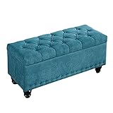 XDAWQP Nordische gelbe Aufbewahrungsbank mit Beinen aus Massivholz, Schuhbank für den Eingangsbereich, Fußhocker für Schlafzimmersofa, 40 cm,Seeblau 80x40x45cm