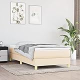 Gecheer Boxspringbett Bettgestell Polsterbett Bett Hotelbett Bettrahmen Designerbett Schlafzimmerbett Creme 90x200 cm Stoff