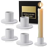 Aileem Kerzenständer Weiß, 4Stück Matt Kerzenhalter, Teelichthalter Metall, Kegelkerzenhalter für Hochzeit Weihnachten Party Esstisch Mantel Deko