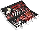 MAMIZO 18 Stücke BBQ Grillbesteck Set aus Hochwertiger Edelstahl Grillzubehör für Männer Geschenk Geburtstag, Koffer, Perfektes Grillwerkzeug Set für Garten Camping