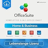 OfficeSuite Home & Business | 5-in-1-Office-Paket | Dokumente, Tabellen, Präsentationen, PDF, E-Mail & Kalender | Lebenslange Lizenz | 1 Windows-PC | 1 Benutzer [Online-Code für PC]