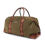 DRAKENSBERG Weekender 'David' L - Reisetasche, Wochenend-, Duffel- und Sport-Tasche im Vintage-Retro-Design, groß, Damen, Herren, nachhaltig handgemacht, Canvas, Leder, 60L, Olivgrün, DR00126
