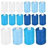 CAREDGO Nähgarn, 16 Spulen Nähgarn Sewing Thread Nähmaschinengarn Quiltgarn Nähfaden Blau und Weiß Overlockgarn Set mit Spulen Nähmaschine Garn 4 Rollen von jeder Farbe Stickgarn für Nähmaschine