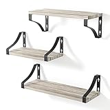 edihome, Wandregal, 3 Stück, Naturholz Wandregale, stufige, schwimmend, Dekoration, Ideal für Wohnzimmer, Schlafzimmer, Badezimmer (Helles Holz)