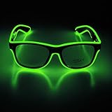 Therlan Led Brille, LED Rave Partybrille, LED Leuchtbrille, LED Party Brille, Flashing LED Sonnenbrille, LED Kostüme Brille LED Glasses Leuchten Brille Neon Rave Brille für Maskerade Party(Grün)