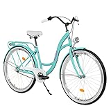 MILORD Damenfahrrad Citybike Komfort Retro Bike Hollandrad Vintage Fahrrad, 26, 28 Zoll, 3-Gang (Blau, 28 Zoll)