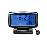 Digital Auto Thermometer Uhr, Asudaro Auto Digitaluhr LCD-Autouhr-Thermometer Auto Armaturenbrett Uhr Auto Digitaluhr Thermometer mit Hintergrundbeleuchtung Auto Temperature Clock Monitor,Schwarz