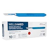 Wellsamed Einmalskalpelle Edelstahl mit Halter, Figur 10, 10 Stück, steril verpackt