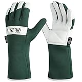 EVO Fitness Gartenhandschuhe für Männer und Frauen Robuster, dornensicherer, bequemer, atmungsaktiver Schutz aus Leder mit starkem Griff Rigger (Langes Grün, M)