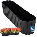 KOTARBAU® Ovaler Blumenkasten Balkon Blumentopf 60x14x13cm Anthrazit Blumentopf für Balkon und Terrasse Pflanzkübel Balkonkasten Pflanztöpfe Kräutertöpfe Pflanzkasten für Balkon und Garten Rustikal