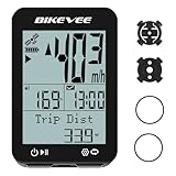 Bikevee GPS Fahrradcomputer Kabellos IPX7 Wasserdicht 2.4'' FSTN Display 28H Akku Standard Mount (Schwarz)
