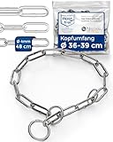 Kettenwürger für Hunde mit Kopfumfang 36-39 cm aus Edelstahl V4A Hundekette mit Zugstop Kettenhalsband langgliedrig 4mm dick und 48 cm Gesamtlänge