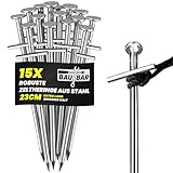 BAUBAR 15x Zeltheringe 23cm - Innovativer Quergriff & Robuster Stahl | Outdoor & Camping Heringe Erdnägel stabil Felsbodenhering Stahlheringe Zelt Anker Zeltnägel Harter Boden Zeltheringe sturmsicher