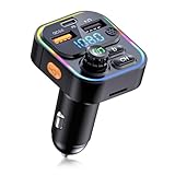 PRMHOOT 20W MAX Bluetooth Adapter Auto, 20W PD & QC 3.0 Schnellladung Hi-Fi Stereo FM Transmitter Auto Bluetooth 5.3, Freisprechanlage & LED-Licht, TF-Karte & U-Disk