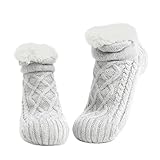 QESSUVNC Warme flauschige Haussocken für Herren, Bettsocken, Damen, rutschfest, Sherpa-Fleece, gefütterte Wintersocken, Heimsocken für 40-42, ideales Weihnachts-/Geburtstagsgeschenk