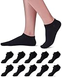 Niorasen Sneaker Socken Herren Damen, 10 Paar Baumwolle Kurze Sneakersocken Halbsocken, Schwarz 35-38