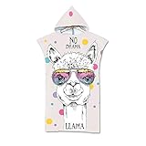 DOTBUY Badeponcho Damen & Herren mit Kapuze, Alpaka Tierdruck Surf Poncho Erwachsene Mikrofaser Changing Robe Handtuch Poncho, Schnelltrocknend & Kompak- 75 x 110 cm