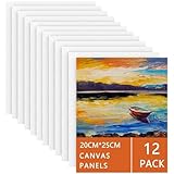 Leinwand zum Bemalen Aus 100% Baumwolle (12 Stück) – 20 x 25 cm, Vorgespannte Weiße Künstler Canvas Panel Leinwände zum Malen Set Strukturpaste Leinwand - Geeignet für Acryl und Ölfarben