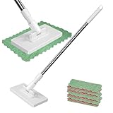 Wischmopp Mit Druck Klemm System, Wischmopp Mit 4 Stück Mop Pads, EIN Knopfs Zum Wechseln Automatisches Klemmtuch Bodenwischer, Staubwischmopp Für Haushalt Büro