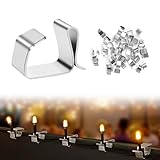 Funtery 50 Stück Dachrinnenhaken für Lichterketten, Edelstahl-Weihnachtslichter Edelstahl Weihnachtslicht Clips Mini Dachrinnenhaken Metall Licht Haken Clip für Weihnachtslicht Küche Bad Garten