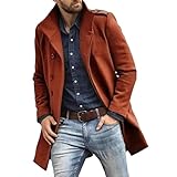 Mantel Herren Slim Fit - Trenchcoat Herren Lang Baumwolle Fashion Wolle Herrenmantel Herbst Winter Warm Outdoor Mantel Stehkragen Einreihig Wintermantel Elegant Lang Cardigan Leicht Übergangsjacke
