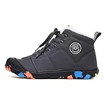 Barfußschuhe Kinder Winterstiefel Outdoor Winter Warm Gefüttert rutschfest Leicht Winterschuhe Jungen Mädchen Outdoor Winter Trekking Wanderstiefel Grau EU 35