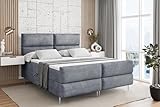 ALTDECOR Boxspringbett mit Silber Füßen, Matratze und Lattenrost, Topper, Fußteil, Polsterbett mit Bettkasten, Bett mit Stauraum H4-Matratze, Doppelbett - BOXI3-FS-Z - 180x200 - Grau Casablanca