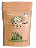 VEGAN FLOW® Rohkost Bio Gerstengras Saft-Pulver (125g), frei von Zusätzen, feines und grünes Smoothie-Pulver