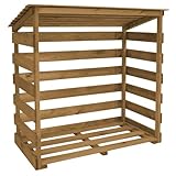 VOSS.garden Brennholzregal Kaminholzregal 119x64x118cm Kiefer braun Holzunterstand mit Dach
