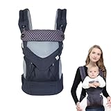 KUWUNG Babytrage für Neugeborene AB Geburt Extra Weich, Tragetuch Baby mit Verstellbarem Hüftgurt Schulterriemen und Kapuze für Baby-Tragetasche, Ergonomische Baby Carrier Weich Atmungsaktiv