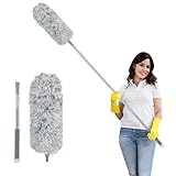 Fogray Staubwedel Teleskop Waschbar Duster Lang Ausziehbar Bis 237cm, Staubwischer mit Teleskopstange, Staubmagnet Verbiegbare Staubfänger Spinnenwebenentferner für hohe Decken Deckenventilator Grau