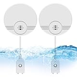 2er Pack Wassermelder: Wasseralarm, Wassersensor Wasserdetektor, 135 dB Wasserwächter Wasser Alarm, Wasseralarm Melder für Keller, Badezimmer, Waschküche, Küchen, Garagen und Pools