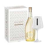 SCAVI & RAY Geschenkset – Moscato Frizzante mit Designglas – 0,75L, 8,5% Vol. Alkohol, Leichter Perlwein mit fruchtiger Süße – Edles Präsent für stilvolle Anlässe