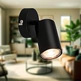 B.K.Licht - EEK A LED Wandleuchte innen schwenkbar, 3000K warmweiß, 2W, 450 Lumen, ca. 50.000h Licht, Leselampe, Wohnzimmerlampe, Lampe, Wandlampe, Küchenlampe, Flurlampe, 8x15,5 cm, Schwarz