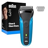 Braun Series 3 Elektrorasierer Herren, Rasierapparat mit 3 Flexiblen Klingen, 30 Minuten Akkulaufzeit, Elektrischer Nass- und Trockenrasierer für Männer – 310s, Blau
