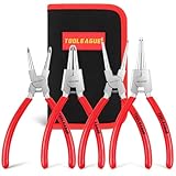 TOOLEAGUE 4 Pcs Snap Ring Pliers Set, Kreis Pliers, 7 Zoll Internal/Externe schwere Pflicht C Clip Pliers für Ringentferner Retaining mit Lagerbeutel