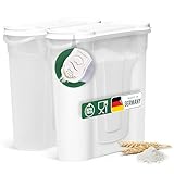 Novaliv Schüttdosen 2er SET Vorratsdose zum Streuen 2,4 Liter - Maße (LxBxH): 22 x 21 x 8,5 cm - Dose mit Deckel 2l für Müsli Mehl Zucker Dosen Küchen Organizer Food Box Meal-Prep-Boxen