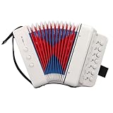 Knopfakkordeon, ABS-Knopfakkordeon für Kinder, 7 Tasten, 2 Bass-Steuerung, Pädagogisches Musikinstrument für Kinder, Anfänger (WHITE)