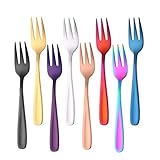 SBOMHS Kuchengabeln 8 stück aus Rostfreiem Edelstahl Dessertgabeln Klein Gabeln Bunt Obstgabeln 14 CM/ 5,5 Inch Länge