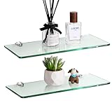 SAYAYO Glasregal Badezimmer, 2PC Badregal Duschablage Glasablage mit 6MM Dicke Wandregal Glas Badregal 30cm für Badezimmer, Schlafzimmer, Küche, Büro