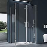 doporro Eck-Duschkabine 90x120x195cm Chrom Eckdusche ESG-Sicherheitsglas Klarglas inkl. beidseitiger Easy-Clean-Beschichtung Ravenna66