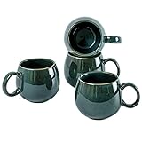 UNICASA Kaffeetassen Set Modern, Tassen aus Porzellan, Grün Porzellantassen 530 ml, Geschirr Tasse Becher für Tee Kaffee Milch, Service Geschirrset für 4 Personen - Bechersets 4er