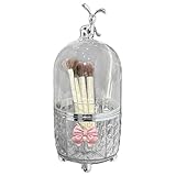 Drehbarer Make-up-Pinselhalter – 360°-Organizer-Deckel, staubdichter Kosmetik-Aufbewahrungskoffer, Make-up-Pinsel-Organizer für Schminktisch, Arbeitsplatte, Badezimmer, Schlafzimmer, Tisch, Zubehör