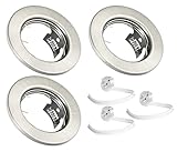 JungesLicht 3er Set Einbaustrahler gebürstet mit GU5.3 MR16 Keramikfassung, Außendurchmesser 80mm, Bohrdurchmesser 55mm bis 68mm passend, Deckenstrahler, Einbauleuchte, Deckenspots, ohne Leuchtmittel