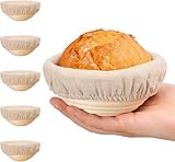 Sauerteig-Gärkörbe, 6 Stück, Mini-Banneton-Brotgärkörbe mit Leineneinsatz, professionelles Brotherstellungs-Zubehör, Banneton-Korb, Gärschalen für Hobbybäcker