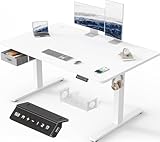 Devoko Höhenverstellbarer Schreibtisch Elektrischer, 140x80cm, Schreibtisch mit Schubladen, USB-A Ladeanschluss, Computertisch mit Kabel Management Tray, Standing Desk mit 3 Memory Funktion Weiß